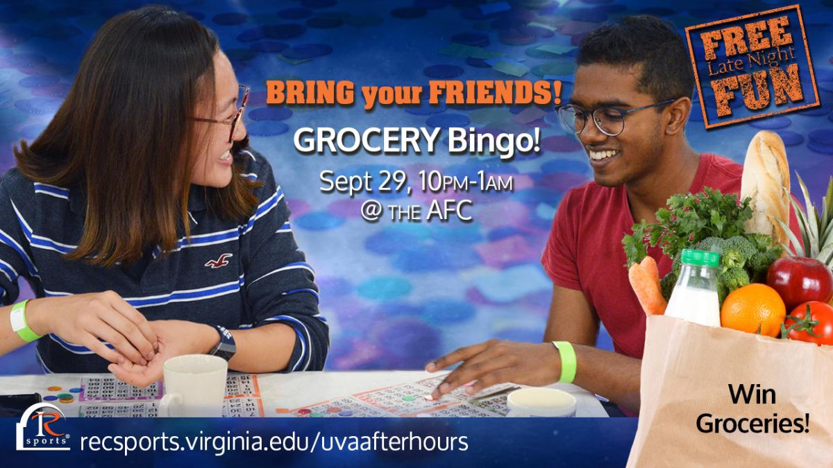 September 29 UVA After Hours - Grocery Bingo